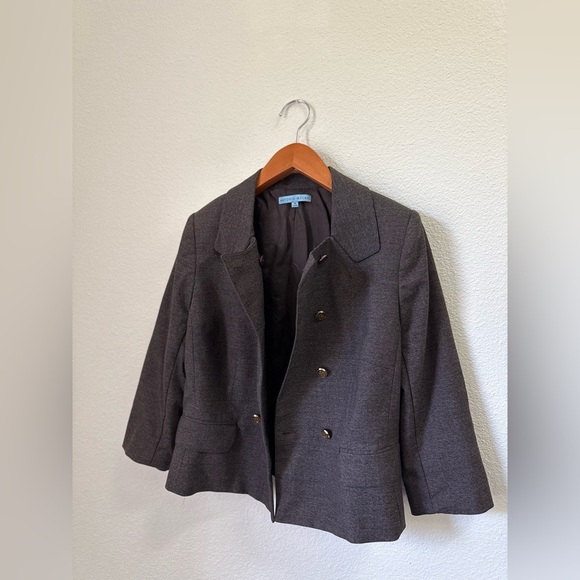 Antonio Melani Beautiful Brown Gold Button Up Blazer Jacket Women’s Size Medium - Picture 3 of 7